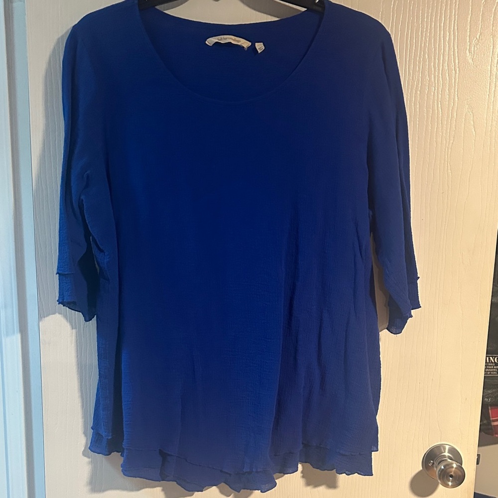 Soft surroundings Women's Relaxed Scoop Neck Top in Royal Blue